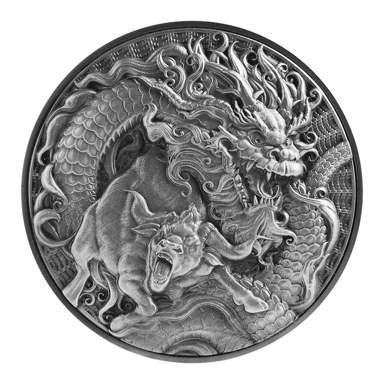 2021 Chinese Dragon & Ox - 2 oz 999 Fine Silver Collectible Coin