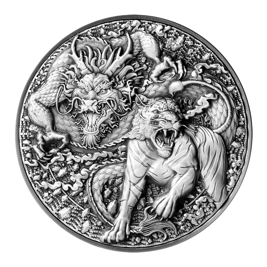 2022 Chinese Dragon & Tiger - 2 oz 999 Fine Silver Collectible Coin