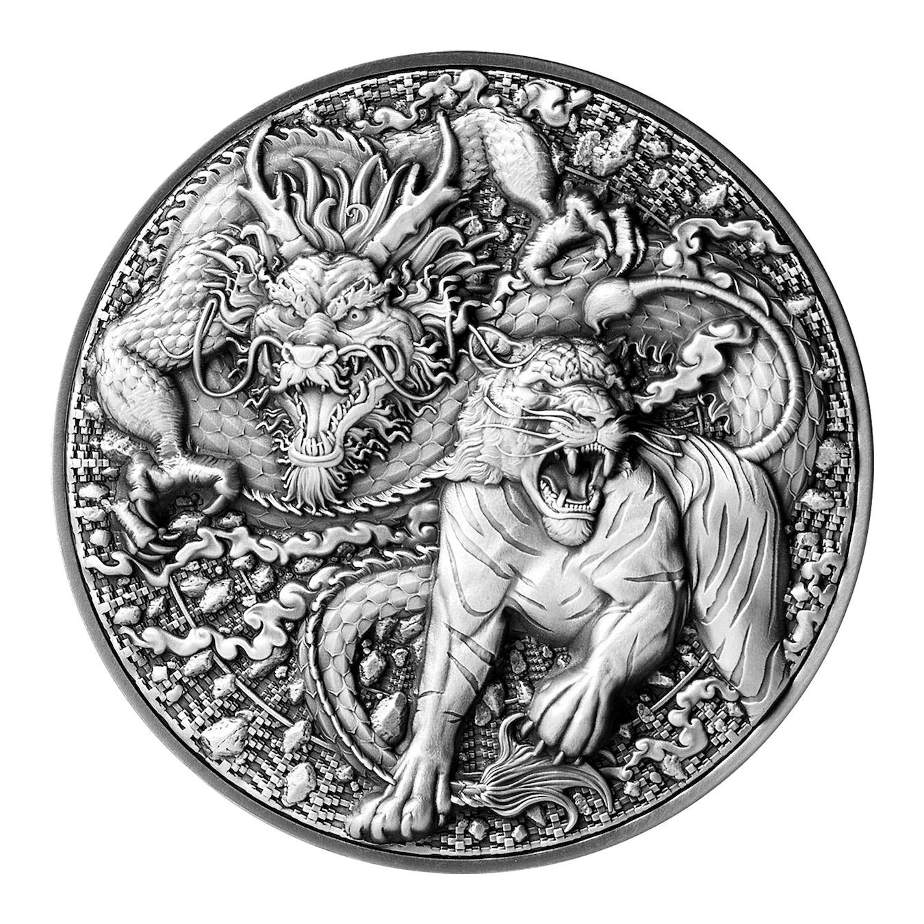 2022 Chinese Dragon & Tiger - 2 oz 999 Fine Silver Collectible Coin