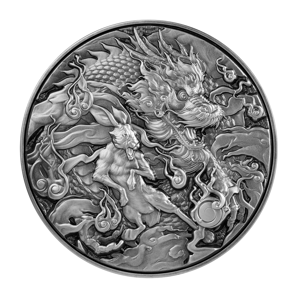 2023 Chinese Dragon & Rabbit - 2 oz 999 Fine Silver Collectible Coin